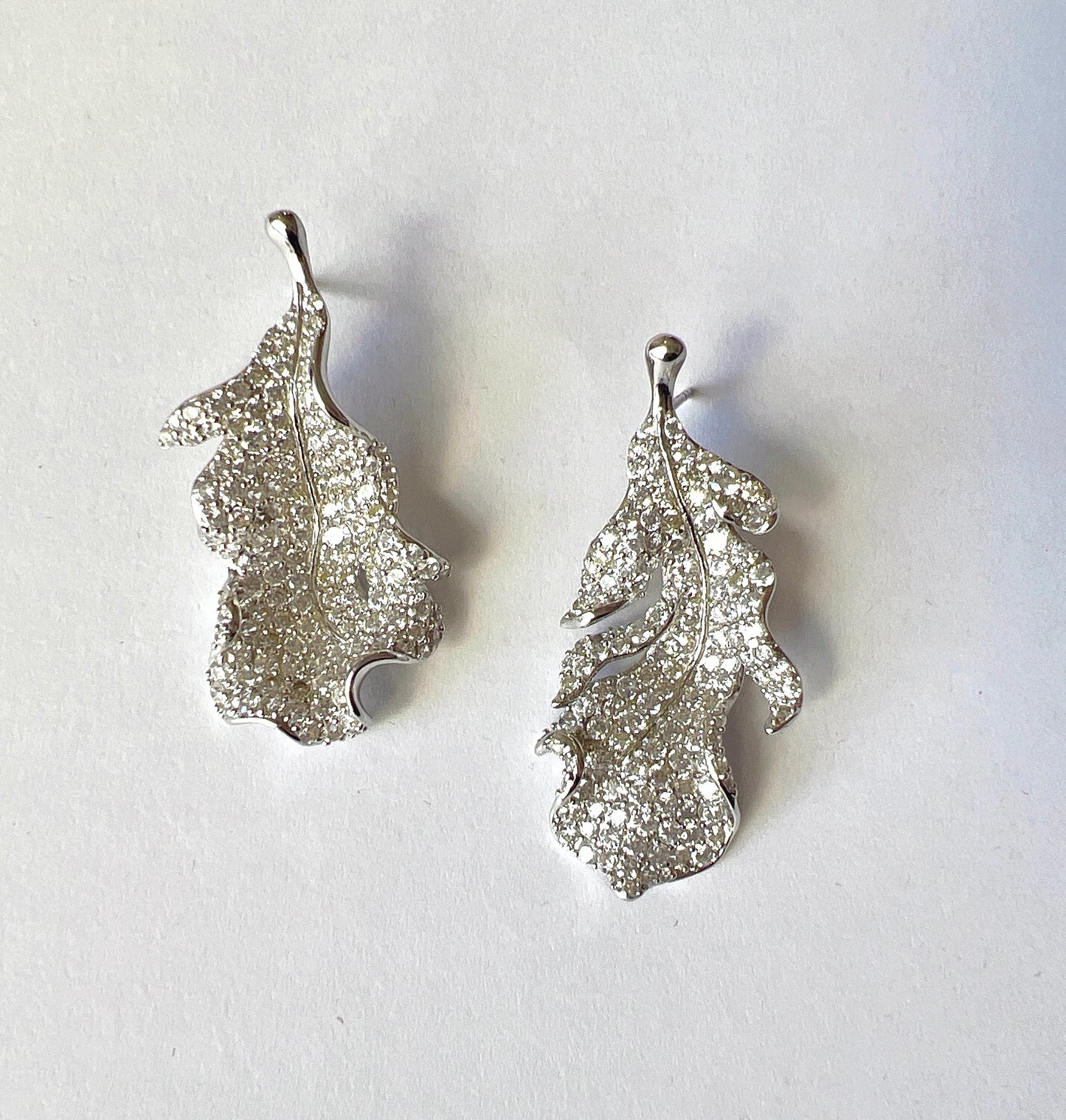 Leaves earrings S925 silver with zircon