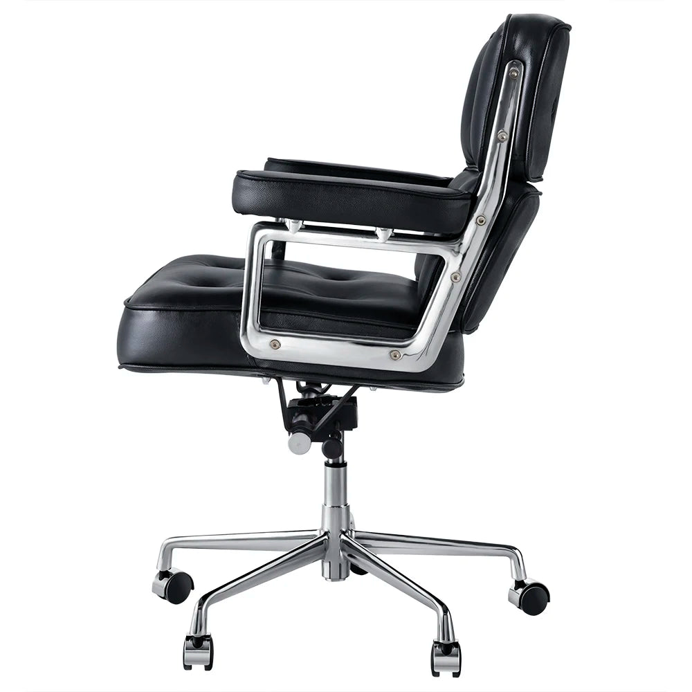 Black genuine leather office chair