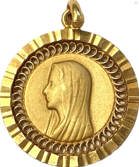 Virgin Mary Gold Plated Pendant vintage, size: 2.5cm