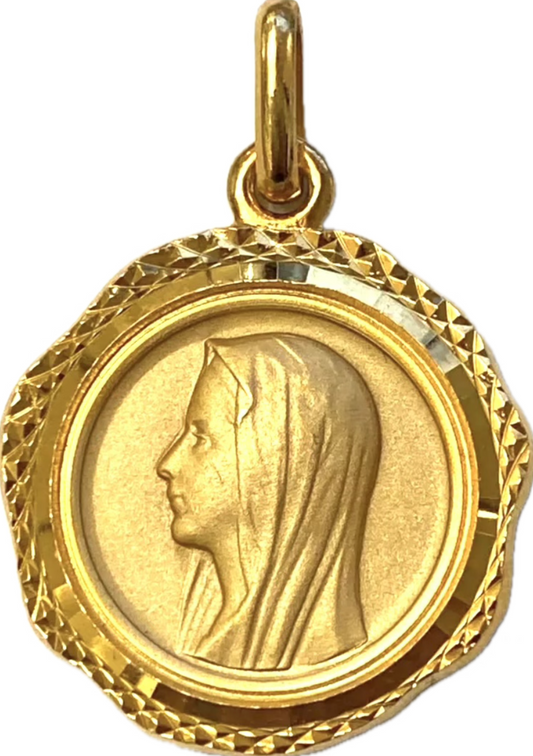 Virgin Mary Gold Plated Pendant vintage, size: 2.5cm