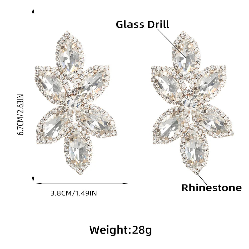 Rhinestone Flower Shaped Earrings