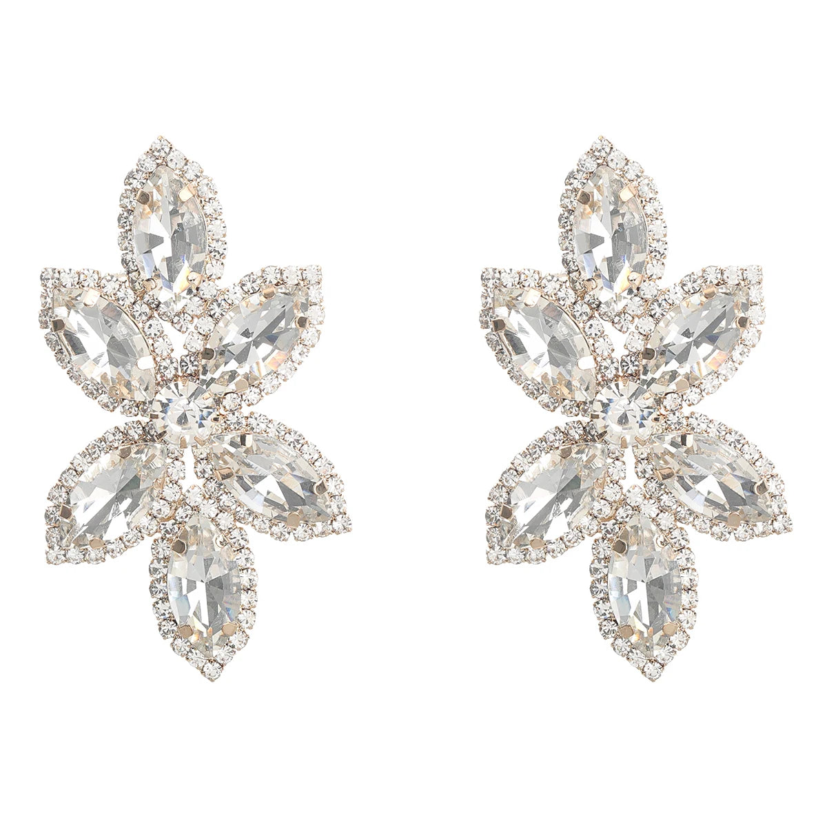 Rhinestone Flower Shaped Earrings