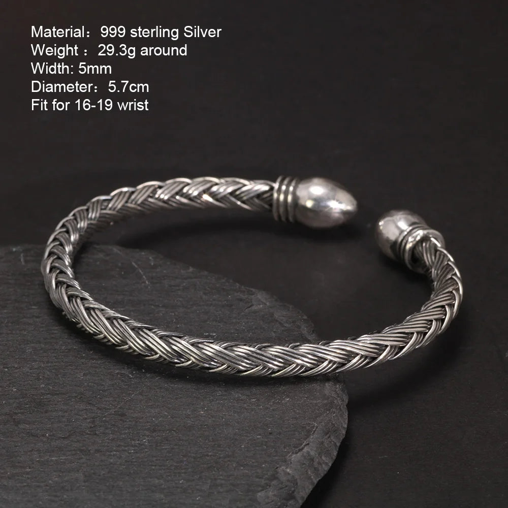 Woven Cuff Bracelet S990 Sterling Silver