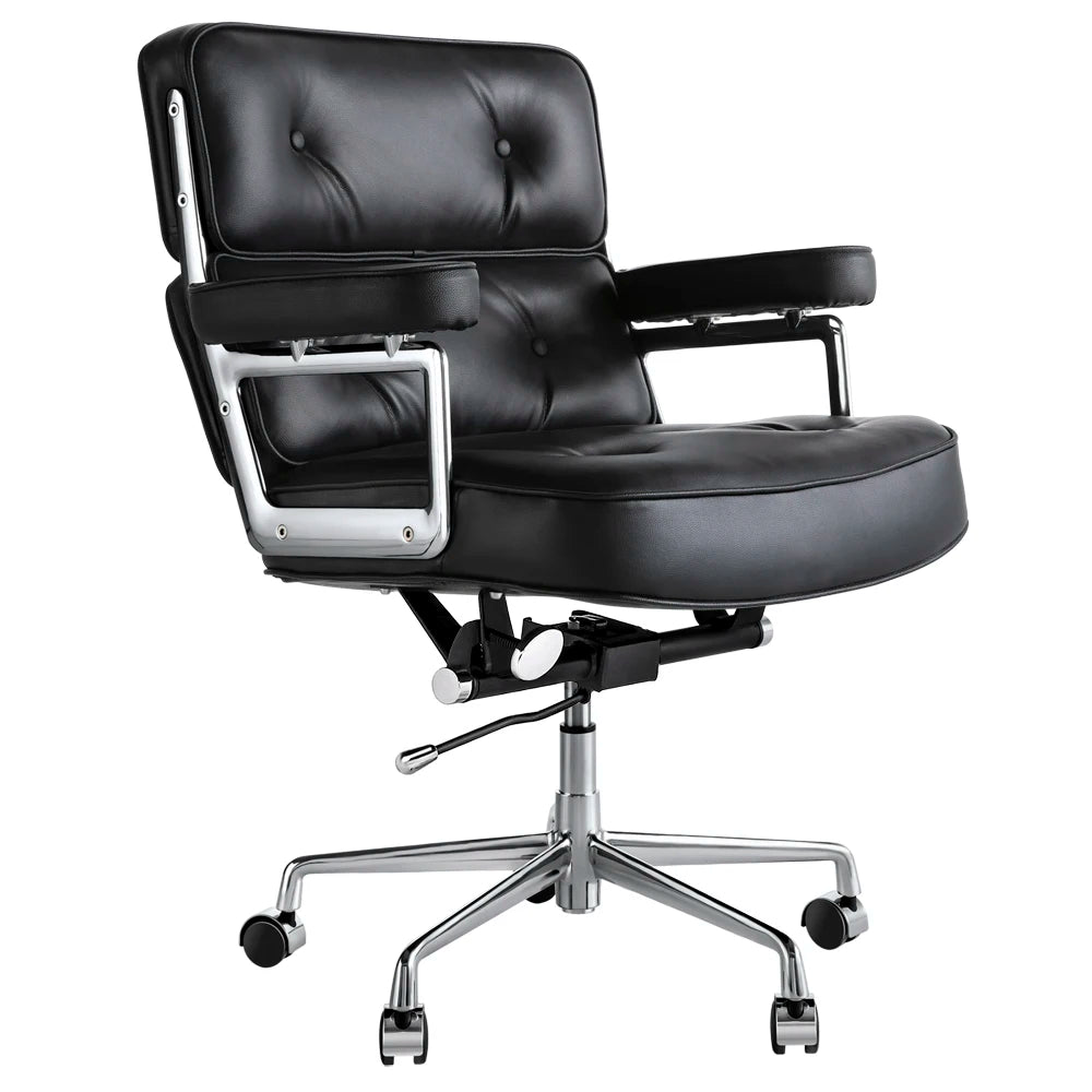 Black genuine leather office chair