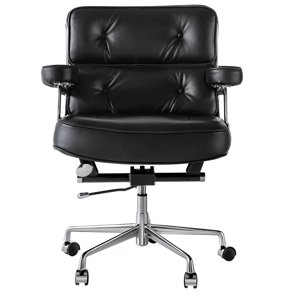 Black genuine leather office chair