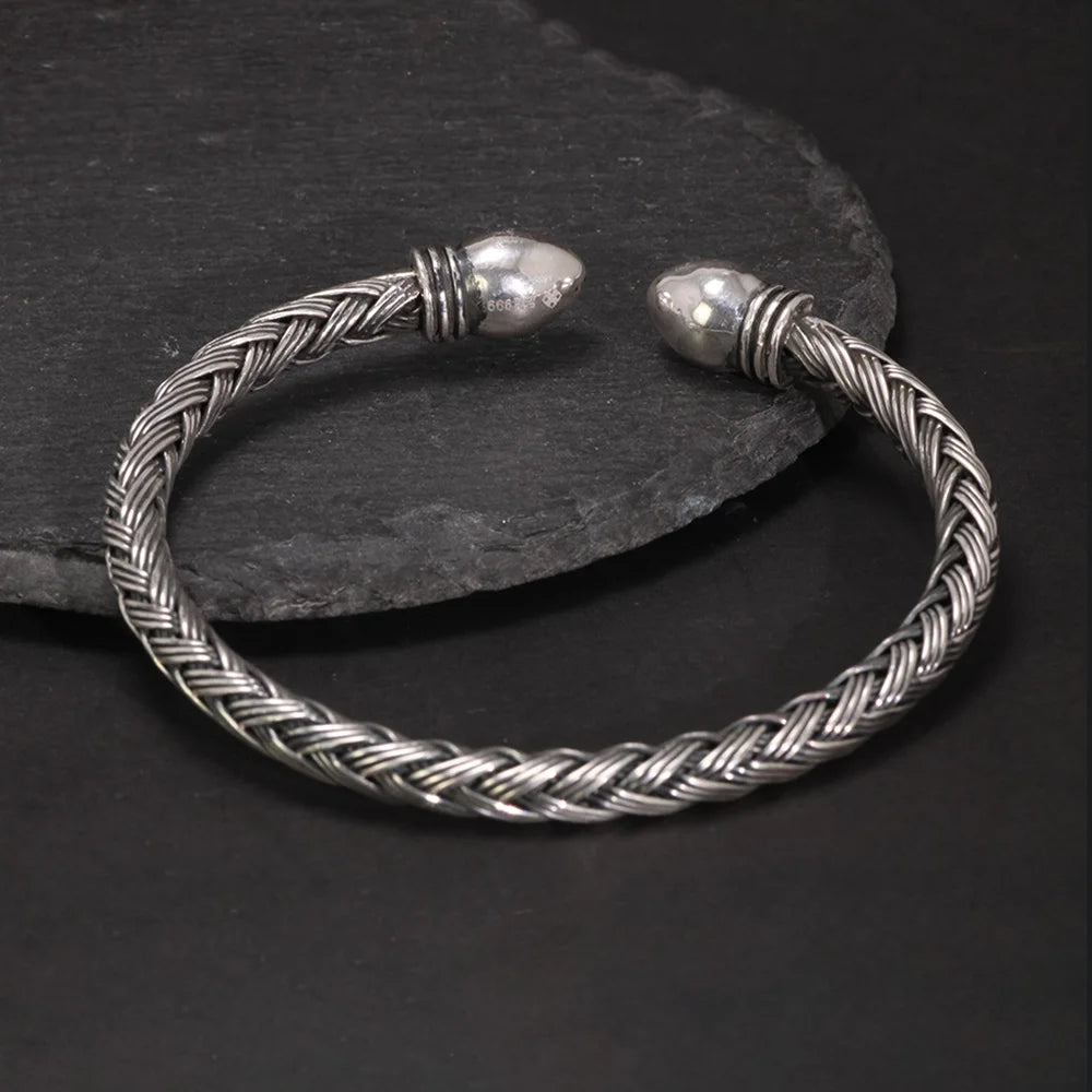 Woven Cuff Bracelet S990 Sterling Silver