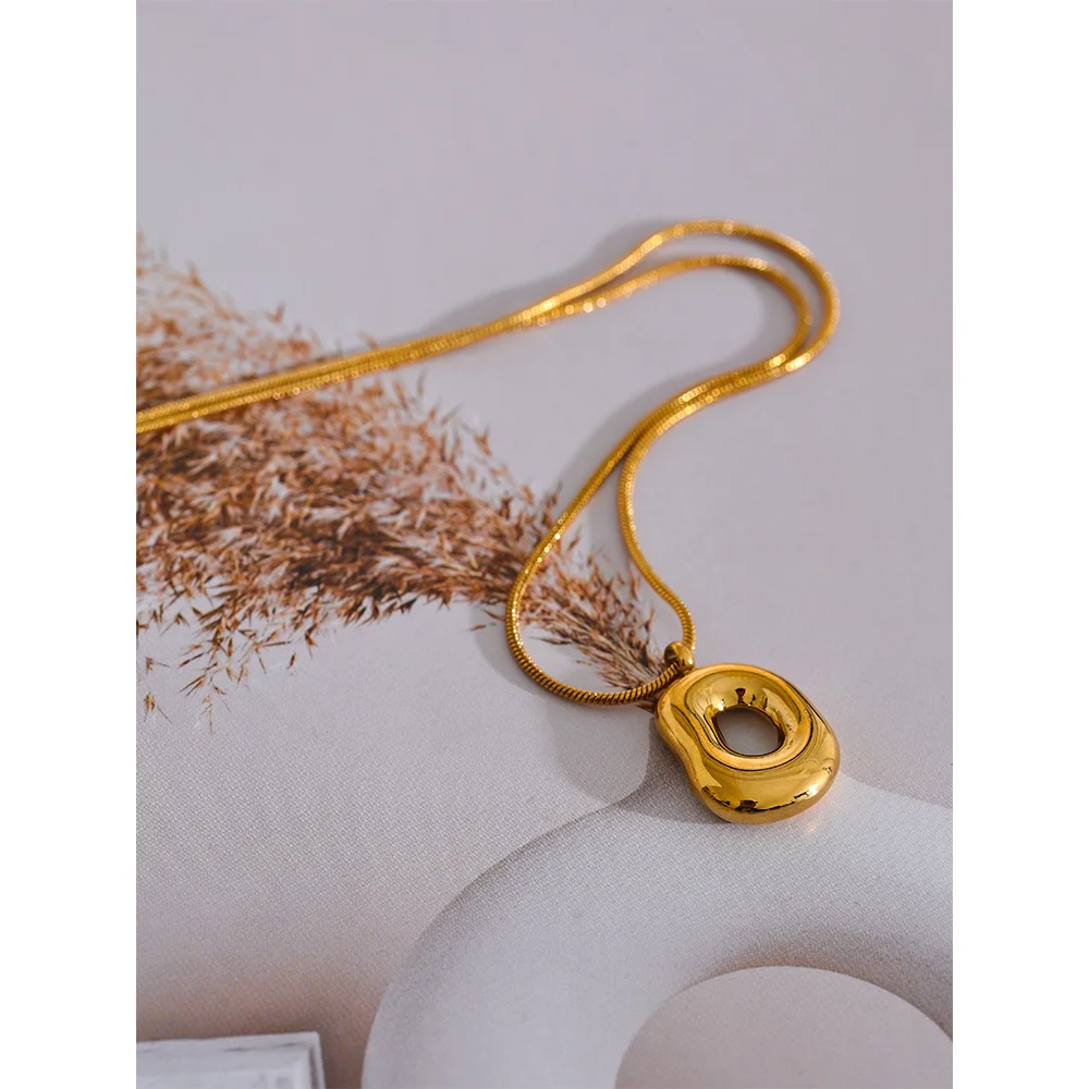 Geometry Hollow Pendant Necklace Stainless Steel Gold Plated