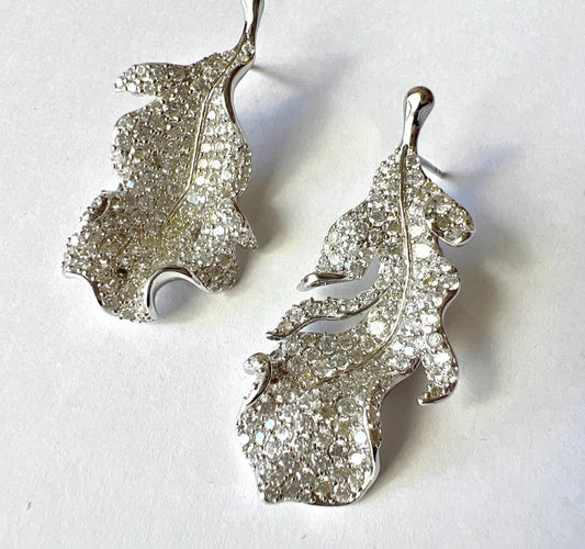 Leaves earrings S925 silver with zircon