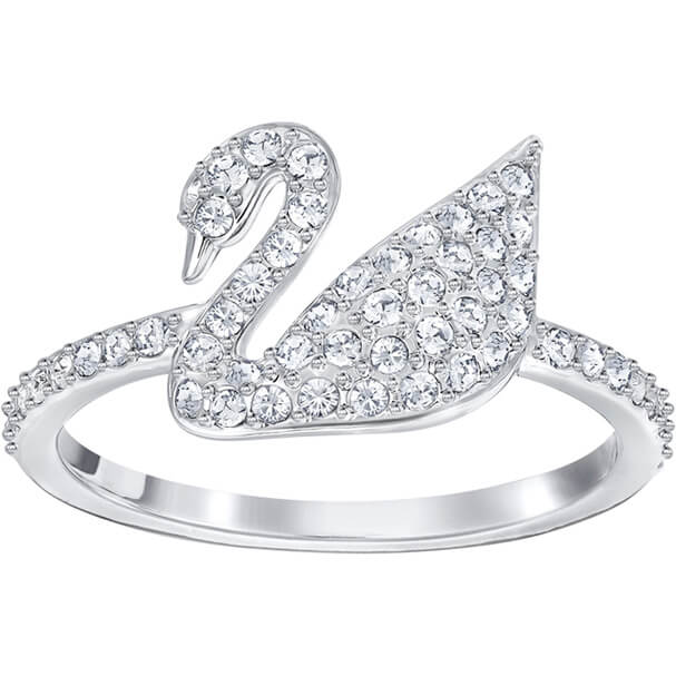 BAGUE ICONIC SWAN, BLANC, MÉTAL RHODIÉ