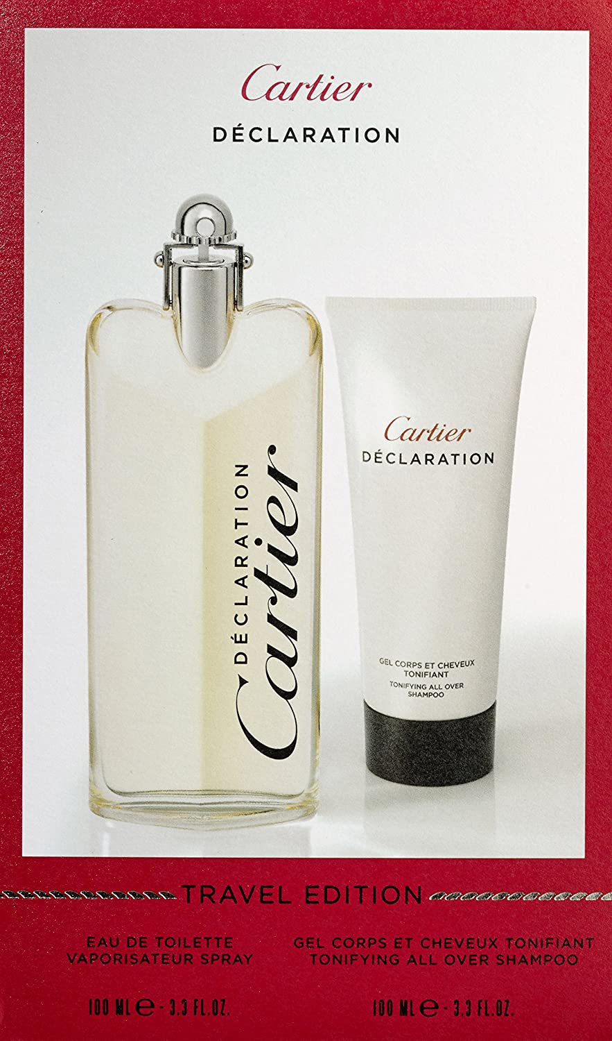 Cartier Declaration Eau de Toilette 100 ml + 100 ml tonifying All Over Shampoing gift Coffret for him,Travel Edition