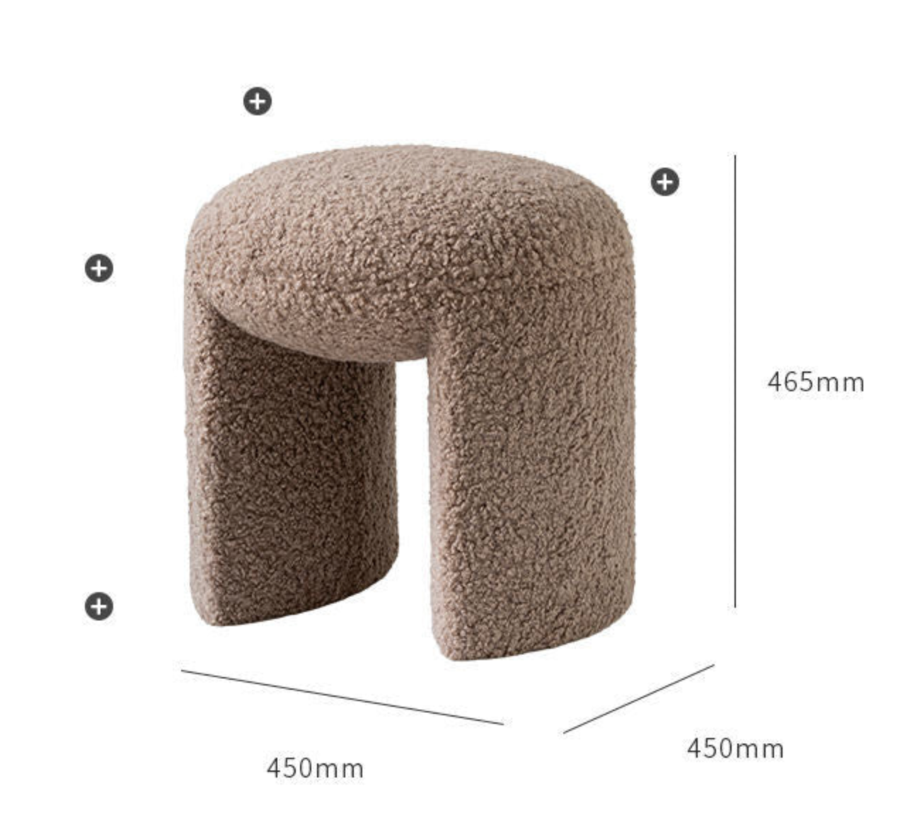 Soft round Ottoman Pouf  45x45x46.5cm