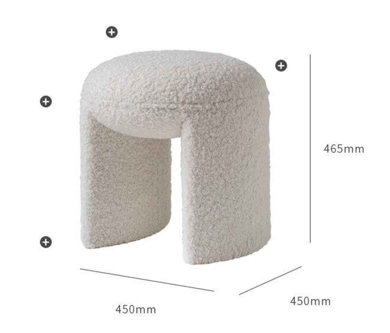 Soft round Ottoman Pouf  45x45x46.5cm