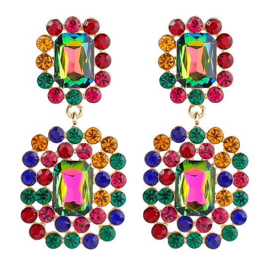 Multicolor Large Rhinestone Pendant women earrings,  Fashion Accessories