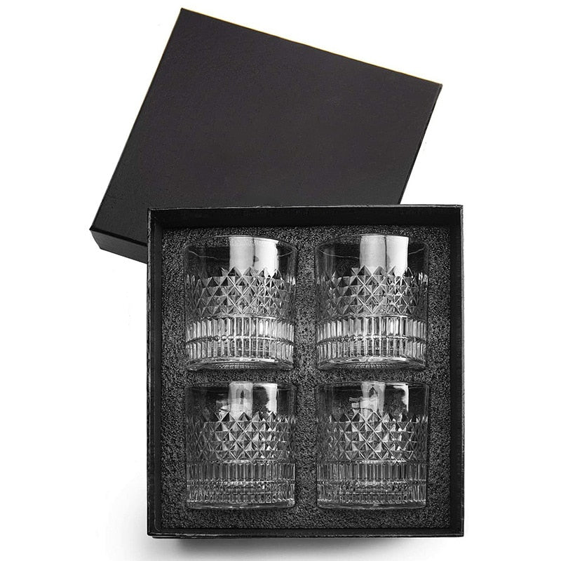 Crystal Whisky Glass 4Pcs 335ml, with Classy Gift Box, Old Fashioned Glasses