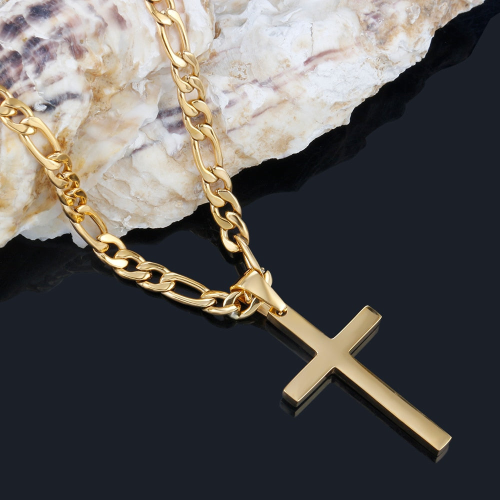 Cross Pendant Necklaces For Men, Fashion Chain 316L Stainless Steel