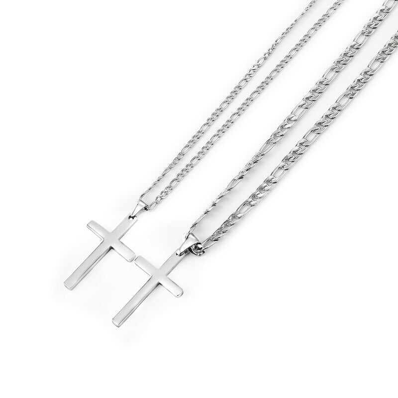 Cross Pendant Necklaces For Men, Fashion Chain 316L Stainless Steel