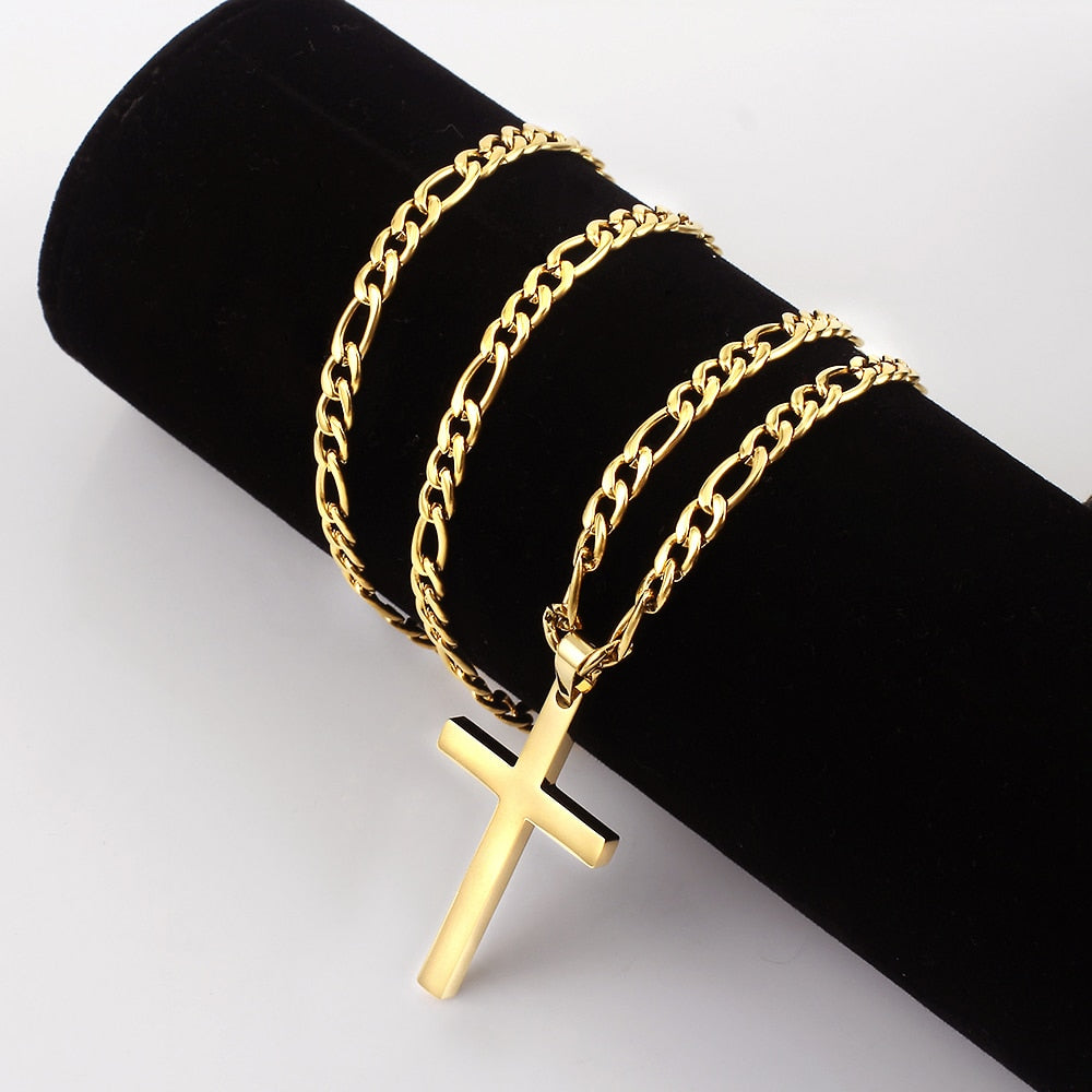 Cross Pendant Necklaces For Men, Fashion Chain 316L Stainless Steel