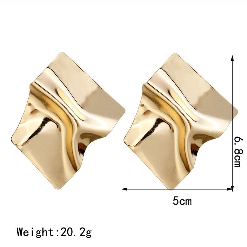 Big Square Metal Earrings For Women Golden Model