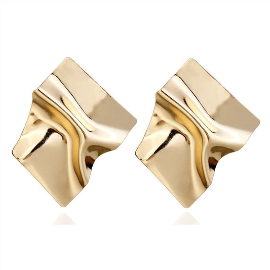 Big Square Metal Earrings For Women Golden Model