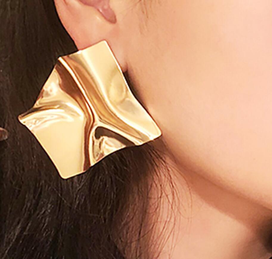 Big Square Metal Earrings For Women Golden Model