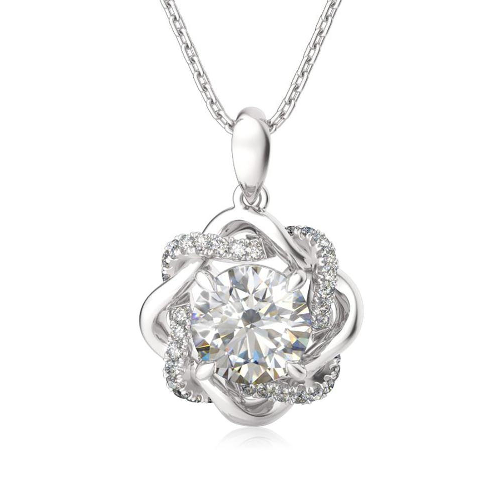 Star 3ct Moissanite Necklace Pendant For Women Certified Pure Silver 925 Jewelry