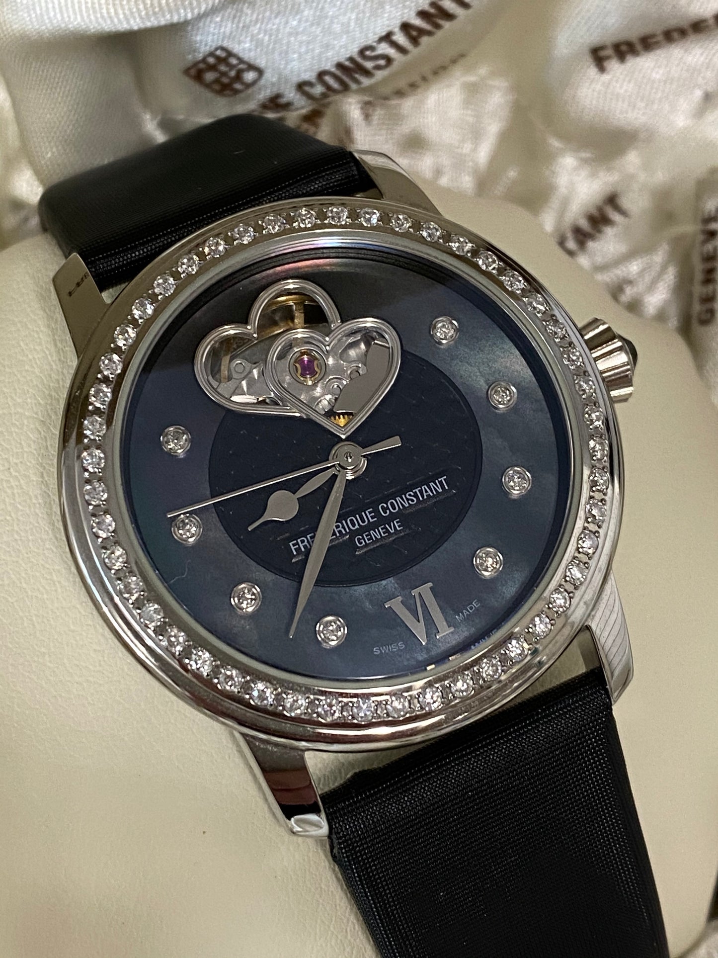 Frederique Constant Ladies Automatic Double Heart Beat 34 mm FC-310BDHB2PD6 with diamonds