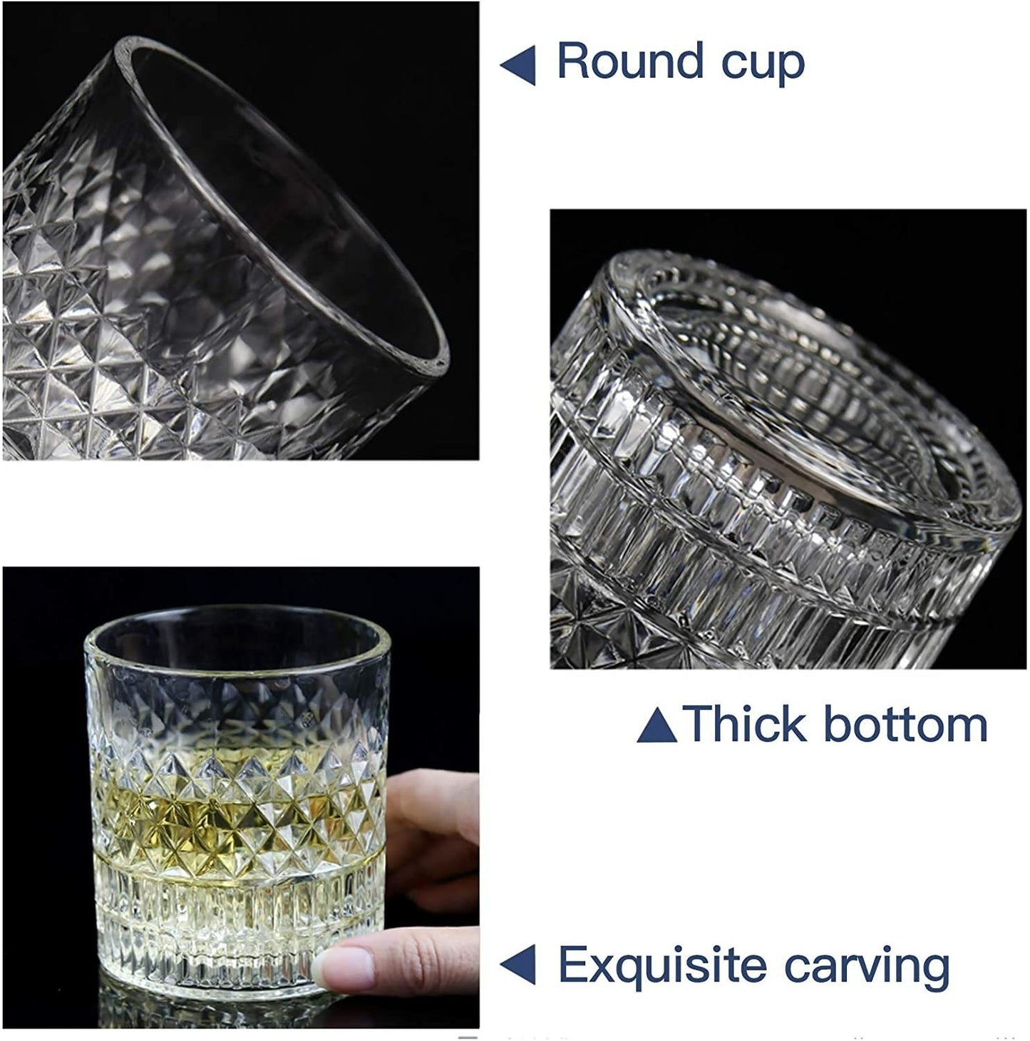 Crystal Whisky Glass 4Pcs 335ml, with Classy Gift Box, Old Fashioned Glasses