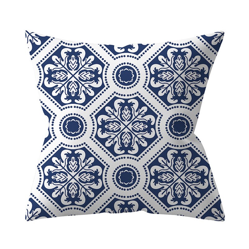 Navy Blue Mandala Geometric Cushion Cover