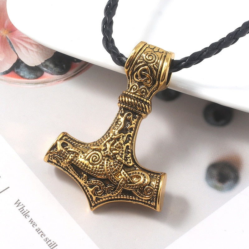 Trending Nordic Mythology Thor Hammer Pendant Necklaces for Men