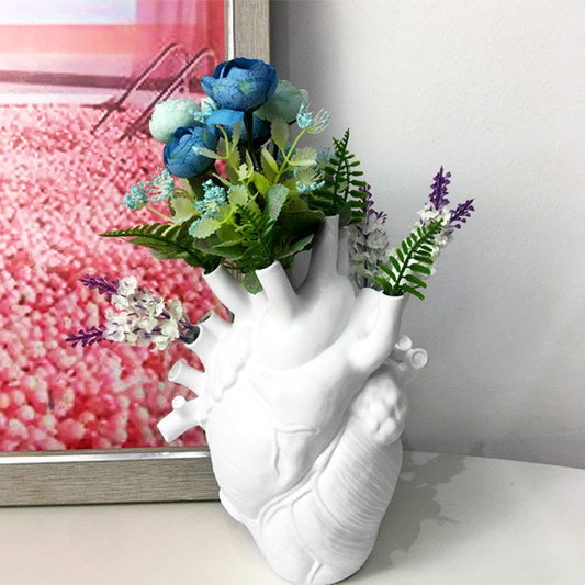 Anatomical Heart Vase Home Decoration Resin Dried Flower Vases Ornament Body Art Craft Countertop Flower Pot Living Room Decor