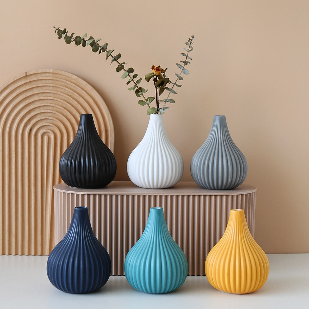 Small Vertical Stripes Ceramic Vase