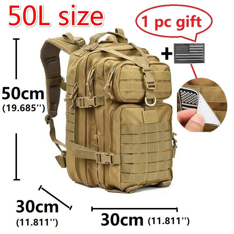 30L/50L 1000D Nylon Waterproof Backpack Outdoor Military Rucksacks Tactical Sports Camping Hiking Trekking Fishing Hunting Bag