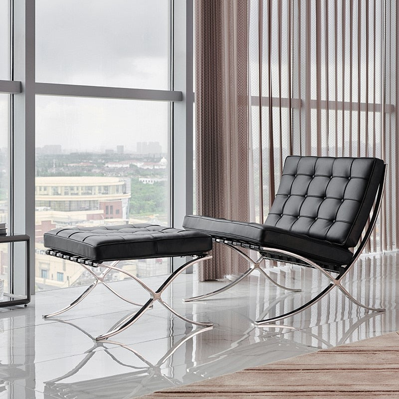 Barcelona Chair modern style, Leather and Stainless steel