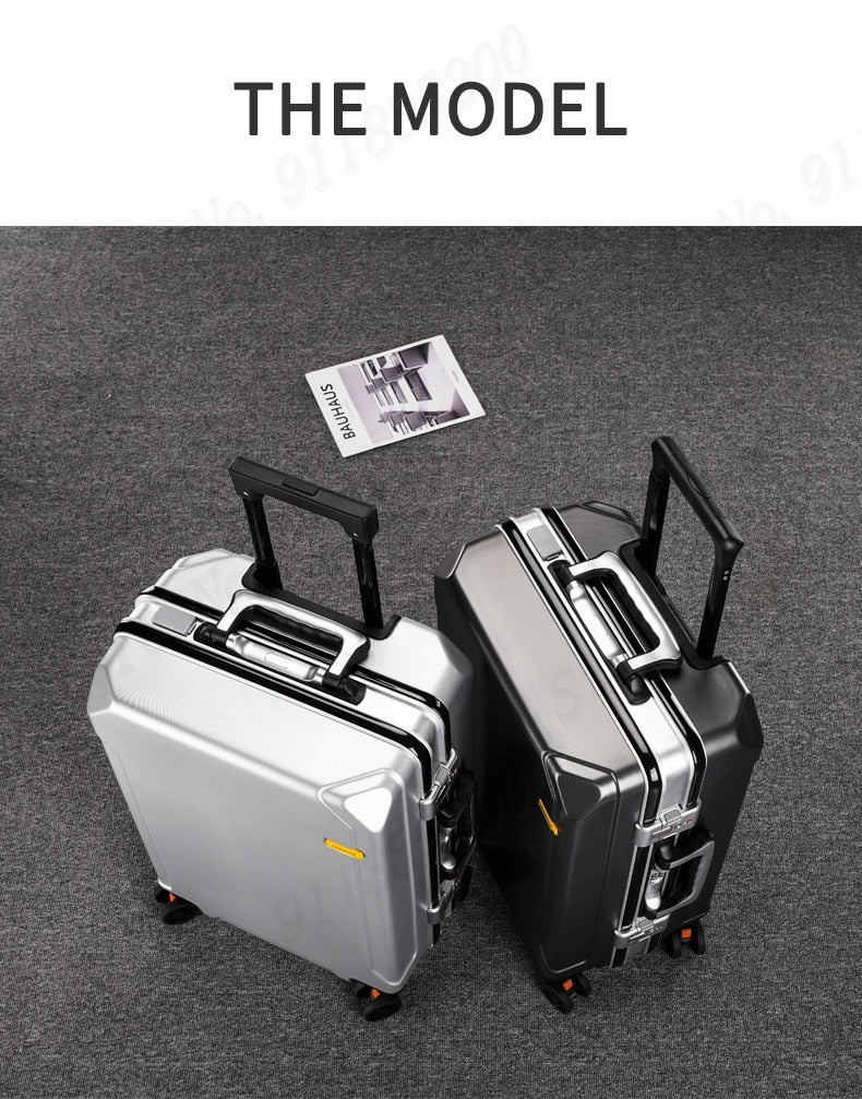 Popular Fashion Rolling Luggage 20&quot; 22&quot; 24&quot; 26&quot; Inch Brand Suitcase Men Aluminum Frame Travel Suitcase