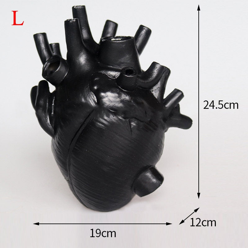 Anatomical Heart Vase Home Decoration Resin Dried Flower Vases Ornament Body Art Craft Countertop Flower Pot Living Room Decor