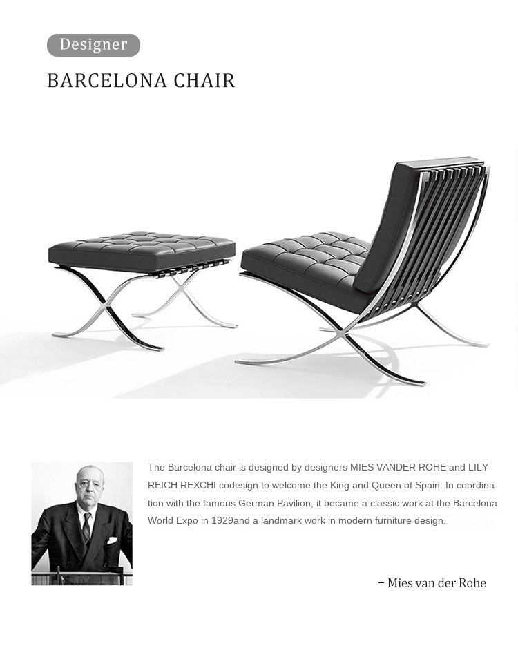 Barcelona Chair modern style, Leather and Stainless steel