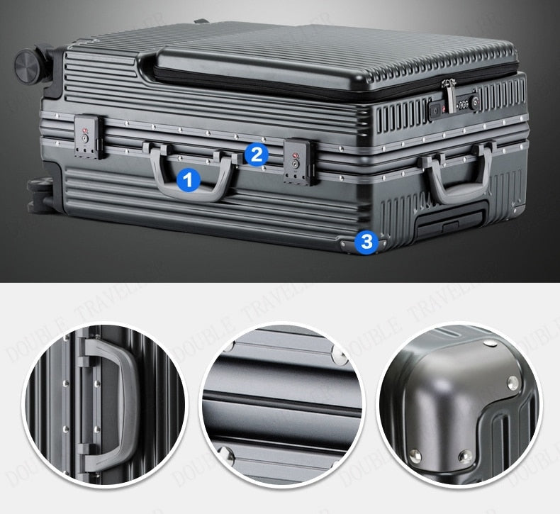 Aluminum frame Travel suitcases Universal wheel Trolley , carry on Luggage