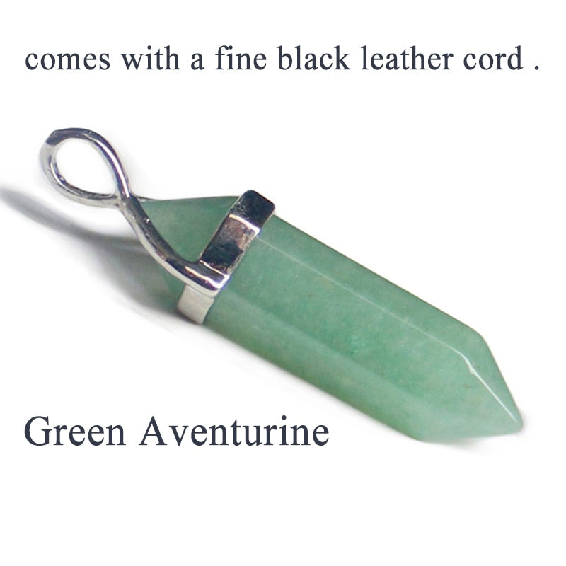 24 design natural green aventurine opal quartz crystal pendant black leather