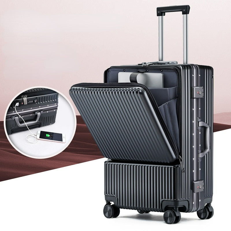 Aluminum frame Travel suitcases Universal wheel Trolley , carry on Luggage