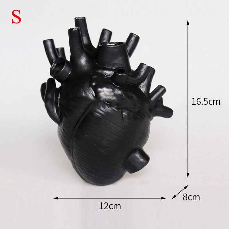 Anatomical Heart Vase Home Decoration Resin Dried Flower Vases Ornament Body Art Craft Countertop Flower Pot Living Room Decor