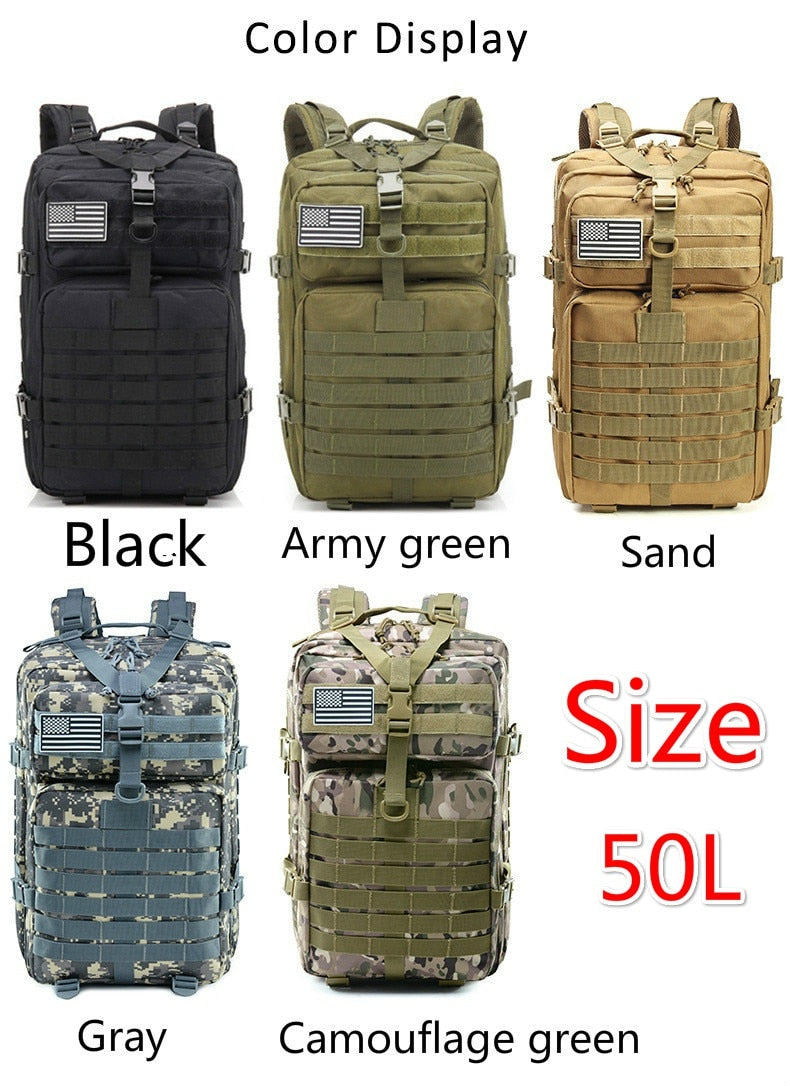 30L/50L 1000D Nylon Waterproof Backpack Outdoor Military Rucksacks Tactical Sports Camping Hiking Trekking Fishing Hunting Bag