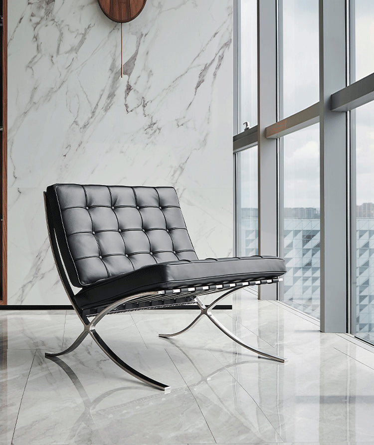 Barcelona Chair modern style, Leather and Stainless steel