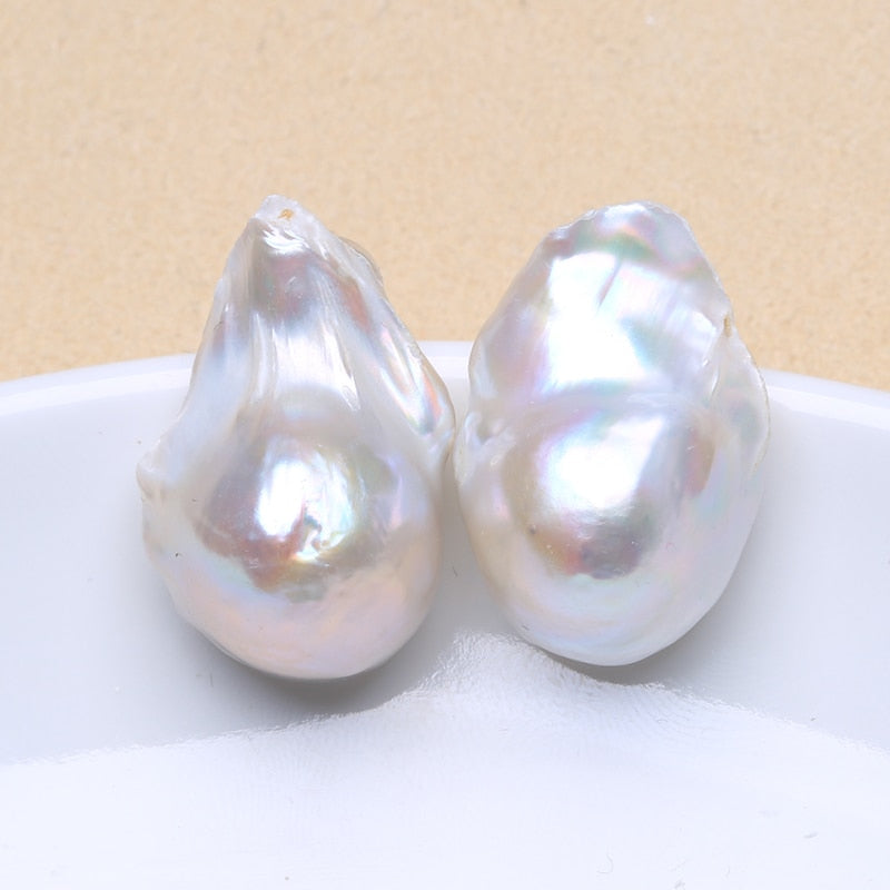 Natural Freshwater Pearl Stud Earrings 925 Sterling Silver, Large Baroque Pearl 15-25mm