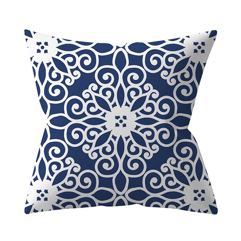 Navy Blue Mandala Geometric Cushion Cover