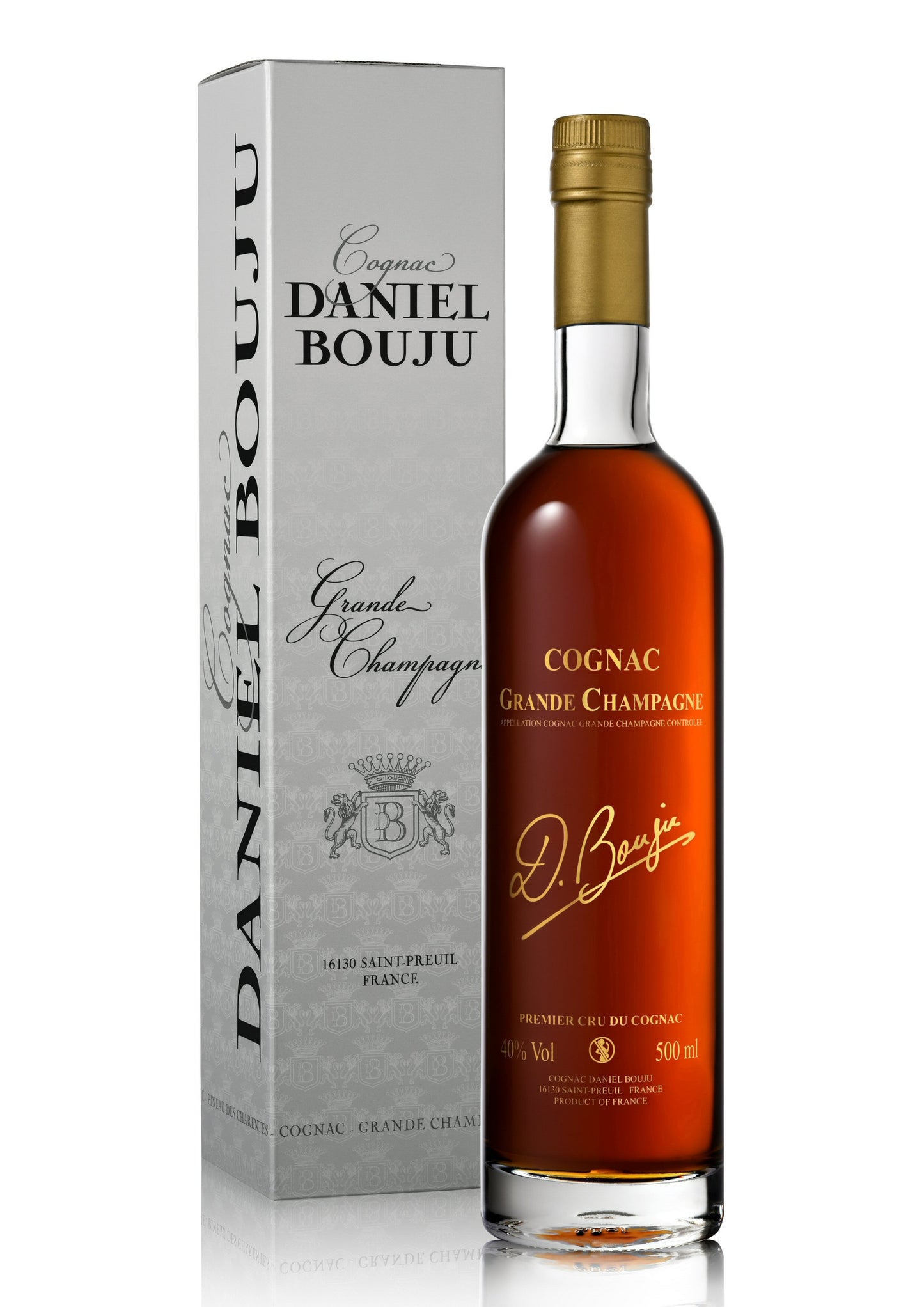 Daniel Bouju Cognac CARAFE ARIANE 40% Vol. - 50 cl Sérigraphie or - Etui