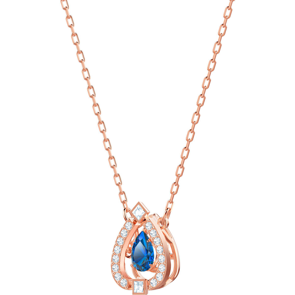 SWAROVSKI COLLIER SPARKLING DANCE PEAR, BLEU, PLAQUÉ OR ROSE