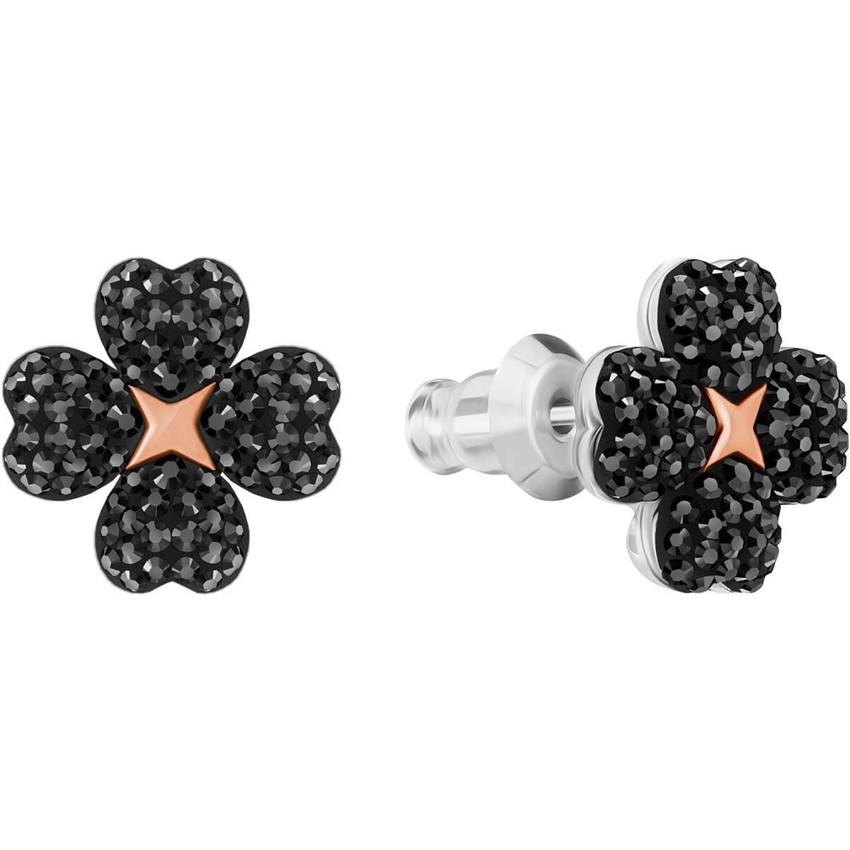 SWAROVSKI BOUCLES D’OREILLES « EAR-JACKET » LATISHA, NOIR, COMBINAISON DE MÉTAUX PLAQUÉS