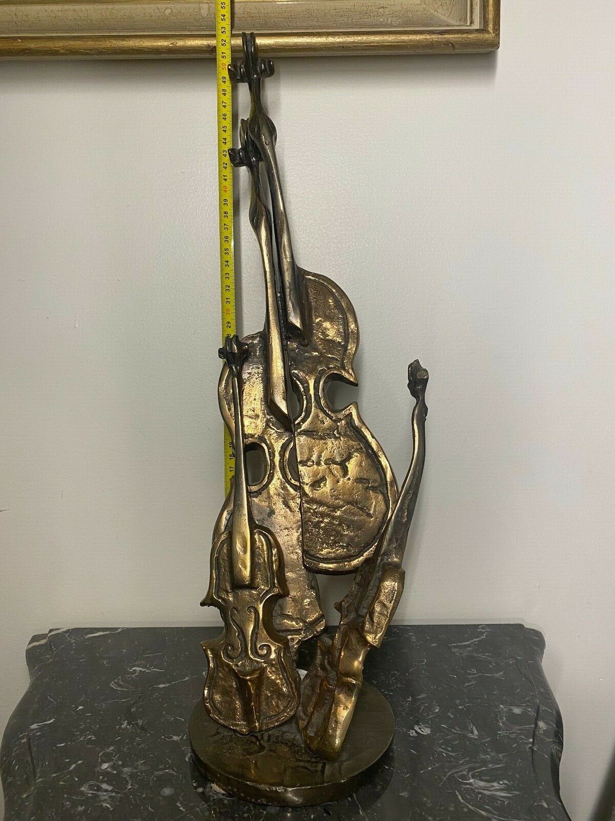 Yves Lohé Bronze statue, violin, height 53cm, authentic and sign