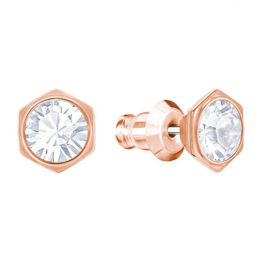 Swarovski Rose Gold Tone Hexagonal Stud Earrings 5371199