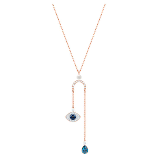 Swarovski Symbolic Evil Eye Y Necklace, Multi-colored, Rose-gold tone plated 5425861